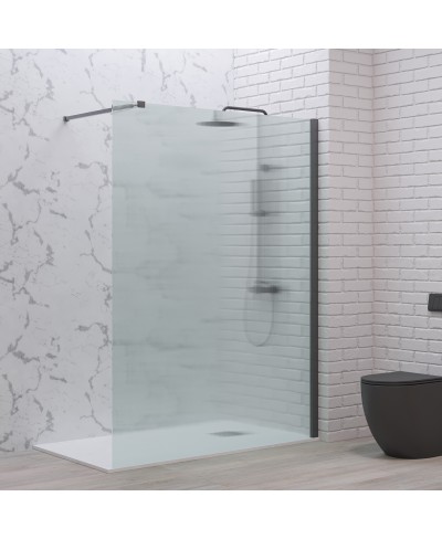 Σταθερό διαχωριστικό ντουζιέρας με flute κρύσταλλο WALKIN 1 Gun Metal KARAG