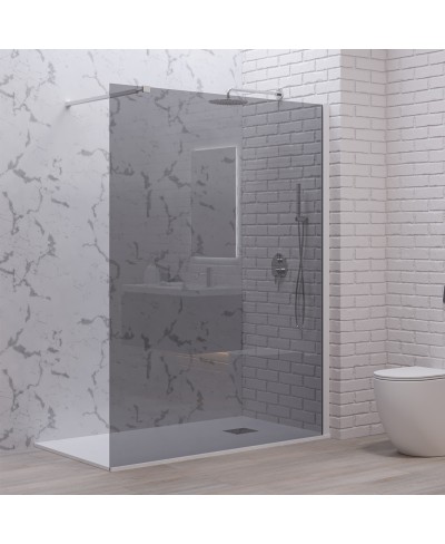 Σταθερό διαχωριστικό ντουζιέρας με fume κρύσταλλο WALKIN 1 White KARAG