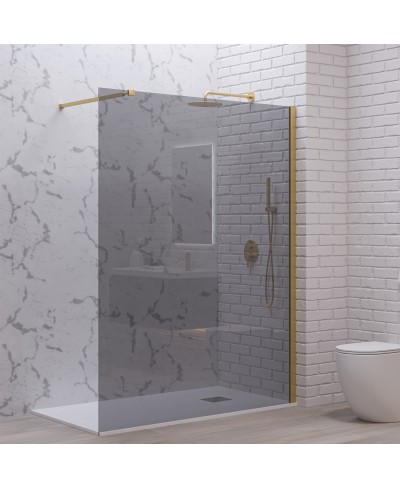 Σταθερό διαχωριστικό ντουζιέρας με fume κρύσταλλο WALKIN 1 Gold KARAG