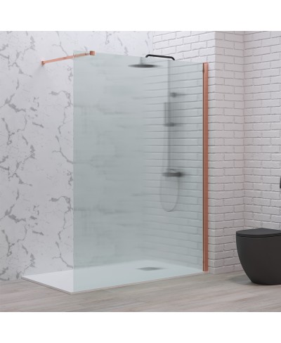 Σταθερό διαχωριστικό ντουζιέρας με flute κρύσταλλο WALKIN 1 Rose Gold KARAG 140x200cm