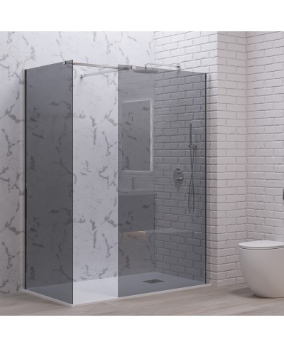 Σταθερά διαχωριστικά ντουζιέρας με fume κρύσταλλο WALKIN 2 Cromo KARAG