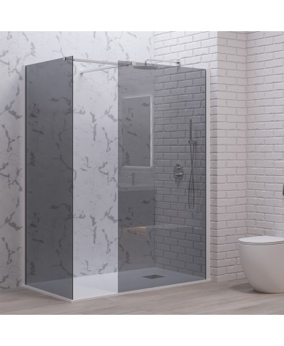 Σταθερά διαχωριστικά ντουζιέρας με fume κρύσταλλο WALKIN 2 White KARAG