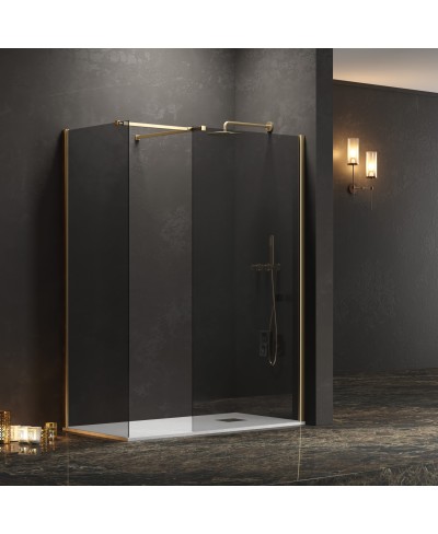 Σταθερά διαχωριστικά ντουζιέρας με fume κρύσταλλο WALKIN 2 Gold KARAG