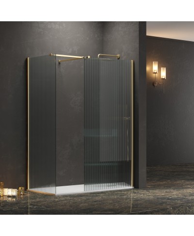 Σταθερά διαχωριστικά ντουζιέρας με flute κρύσταλλο WALKIN 2 Gold KARAG