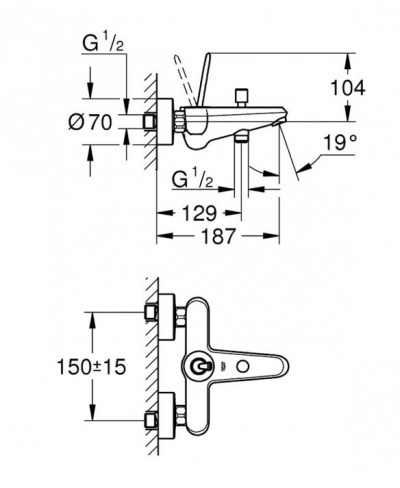 ΜΠΑΤΑΡΙΑ ΛΟΥΤΡΟΥ EURODISC JOY 23431 ΣΕΤ GROHE